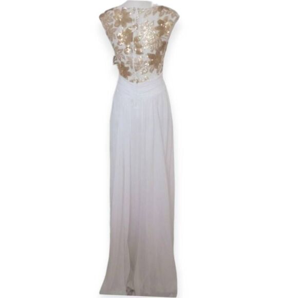 TAWNY WHITE & GOLD SEQUIN GOWN SZ.S EUC. - Picture 5 of 8